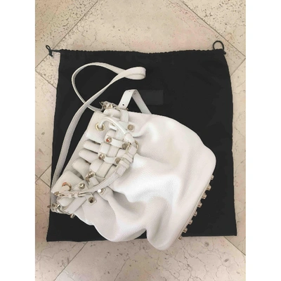 Pre-owned Alexander Wang Diego Leather Handbag In White