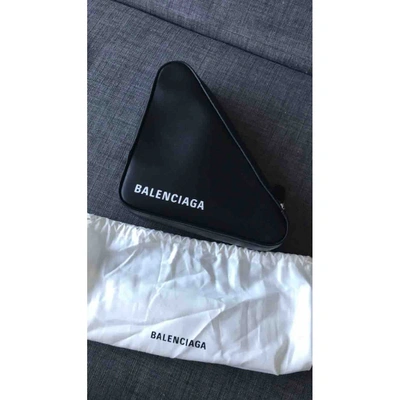 Pre-owned Balenciaga Triangle Black Leather Clutch Bag