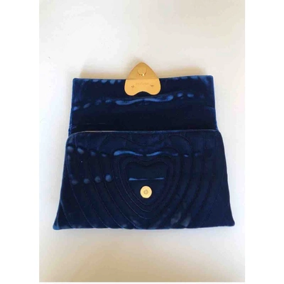 Pre-owned Escada Heart Bag Velvet Clutch Bag In Blue