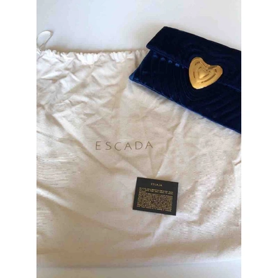 Pre-owned Escada Heart Bag Velvet Clutch Bag In Blue