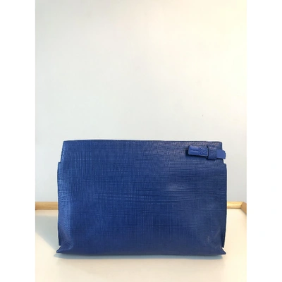 Pre-owned Loewe T Pouch Leather Clutch Bag In Blue