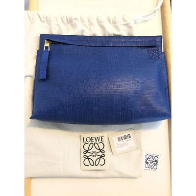 Pre-owned Loewe T Pouch Leather Clutch Bag In Blue