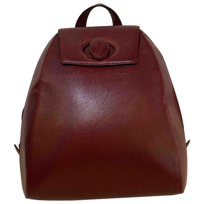 Pre-owned Cartier Burgundy Leather Backpack