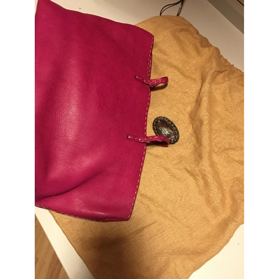 Pre-owned Fendi Carla Selleria Pink Leather Handbag