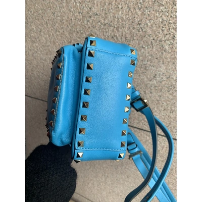 Pre-owned Valentino Garavani Rockstud Blue Leather Backpack