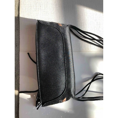Pre-owned Christian Louboutin Silk Clutch Bag In Black