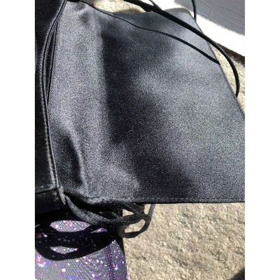 Pre-owned Christian Louboutin Silk Clutch Bag In Black