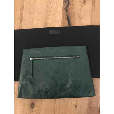 Pre-owned Dries Van Noten Leather Clutch Bag In Green