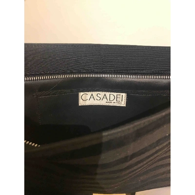 Pre-owned Casadei Cloth Clutch Bag In Black