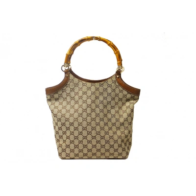 Pre-owned Gucci Bamboo Beige Cloth Handbag