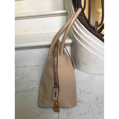 Pre-owned Prada Promenade Leather Handbag In Beige