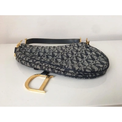 Pre-owned Dior Saddle Cloth Handbag In Navy