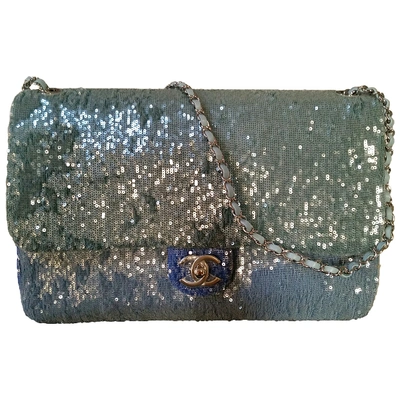 Pre-owned Chanel Timeless/classique Blue Glitter Handbag