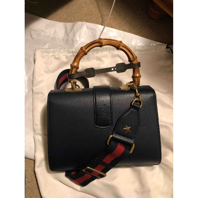 Pre-owned Gucci Dionysus Bamboo Leather Handbag In Navy