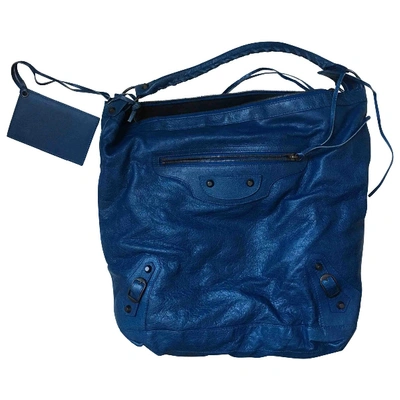 Pre-owned Balenciaga Day  Blue Leather Handbag