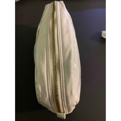 Pre-owned Prada White Patent Leather Travel Bag