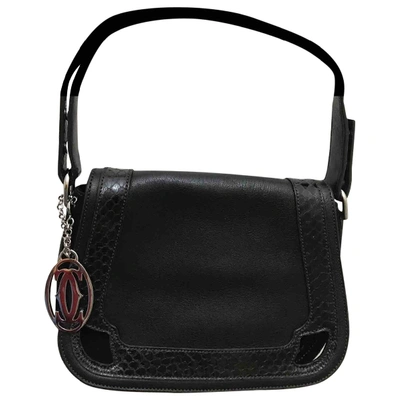 Pre-owned Cartier Marcello Leather Crossbody Bag In Black