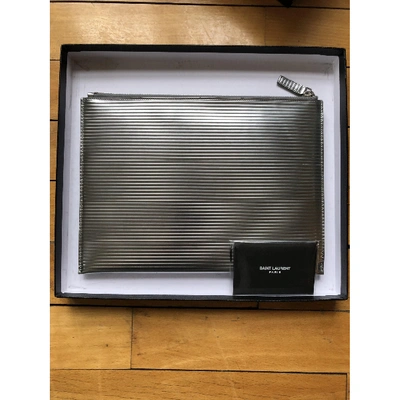 Pre-owned Saint Laurent Silver Patent Leather Clutch Bag