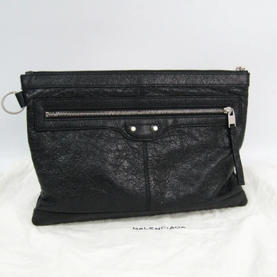 Pre-owned Balenciaga Black Leather Clutch Bag