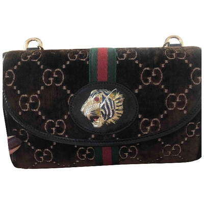 Pre-owned Gucci Animalier Velvet Clutch Bag In Brown