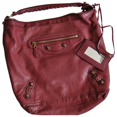 Pre-owned Balenciaga Day  Burgundy Leather Handbag