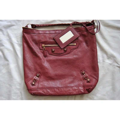 Pre-owned Balenciaga Day  Burgundy Leather Handbag