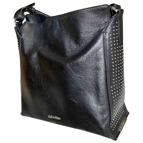 black leather calvin klein handbag