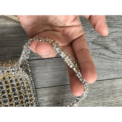 Pre-owned Swarovski Leather Clutch Bag In Gold