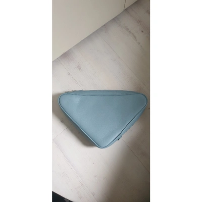 Pre-owned Balenciaga Triangle Blue Leather Clutch Bag