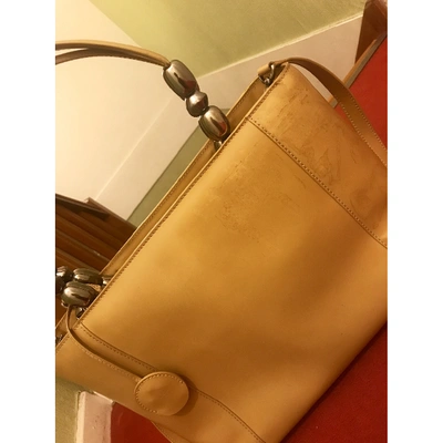 Pre-owned Dior Lady Perla Beige Leather Handbag