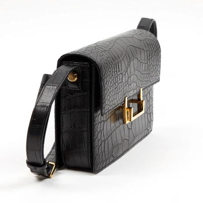 Pre-owned Saint Laurent Lulu Black Crocodile Handbag