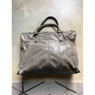 Pre-owned Balenciaga Weekender Grey Leather Handbag