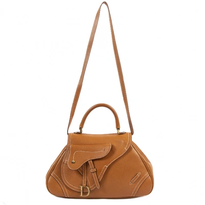 Pre-owned Dior Saddle Camel Leather Handbag