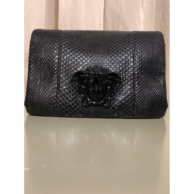 Pre-owned Versace Black Python Handbag