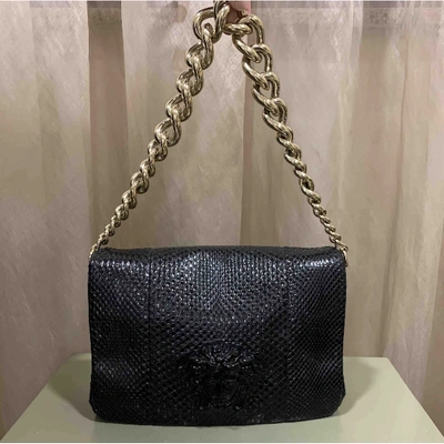 Pre-owned Versace Black Python Handbag