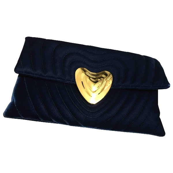 navy velvet clutch bag