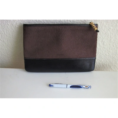 Pre-owned Loewe Cloth Clutch Bag In Brown