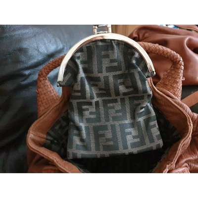 Pre-owned Fendi Spy Leather Tote In Brown