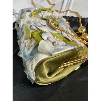 Pre-owned Blumarine Silk Clutch Bag In Green