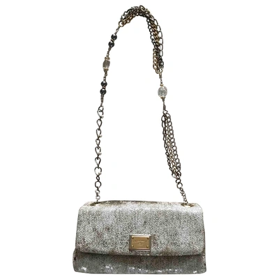 Pre-owned Dolce & Gabbana Glitter Handbag In Ecru