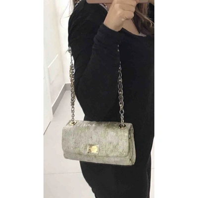 Pre-owned Dolce & Gabbana Glitter Handbag In Ecru