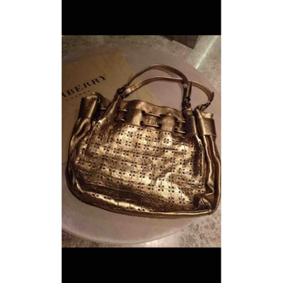 Pre-owned Burberry Leather Handbag In Gold