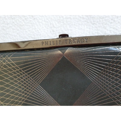 Pre-owned Philip Treacy Leather Clutch Bag In Grey