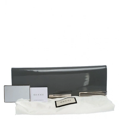 Pre-owned Gucci Grey Patent Leather Clutch Bag