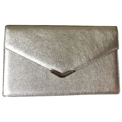 Pre-owned Ralph Lauren Leather Clutch Bag In Silver