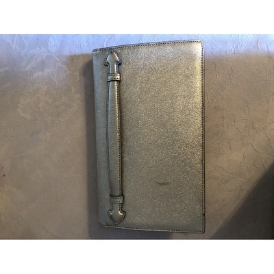 Pre-owned Ralph Lauren Leather Clutch Bag In Silver