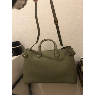 Pre-owned Burberry The Banner  Leather Handbag In Green
