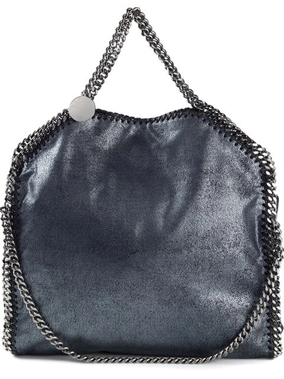 Stella Mccartney Falabella Shaggy Deer Metallic Tote In Blue