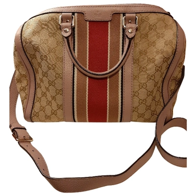 Pre-owned Gucci Boston Beige Cotton Handbag