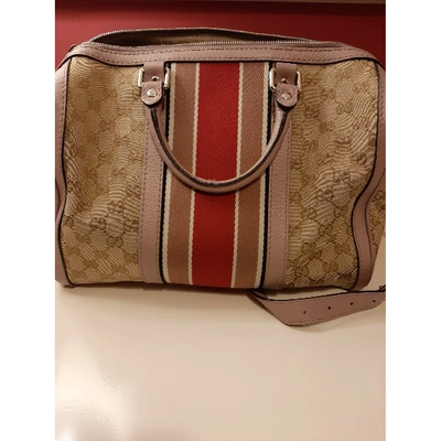 Pre-owned Gucci Boston Beige Cotton Handbag